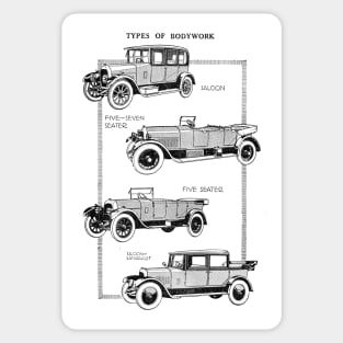 Types of Car Bodywork Styles - Part 2 - 1927 Vintage Advert Sticker